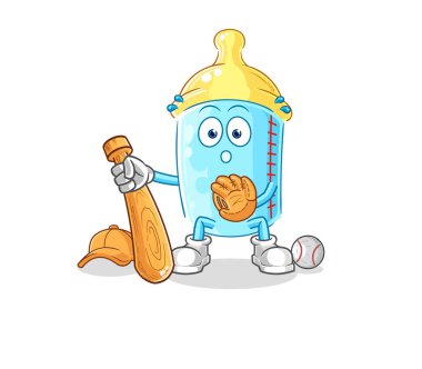 the baby bottle baseball Catcher cartoon. cartoon mascot vector