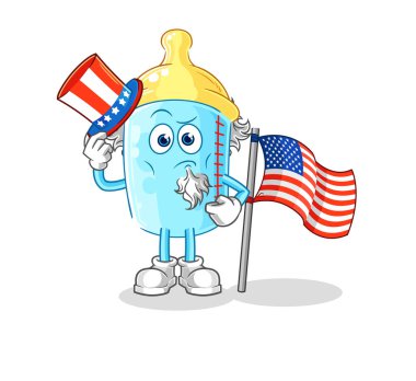 the baby bottle uncle sam character. cartoon mascot vector