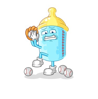 the baby bottle baseball pitcher cartoon. cartoon mascot vector