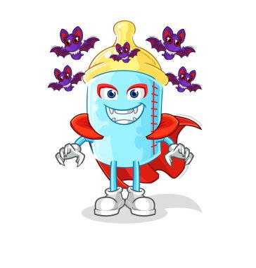 the baby bottle Dracula illustration. character vector