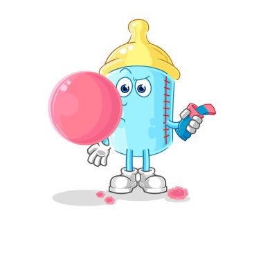 the baby bottle chewing gum vector. cartoon character