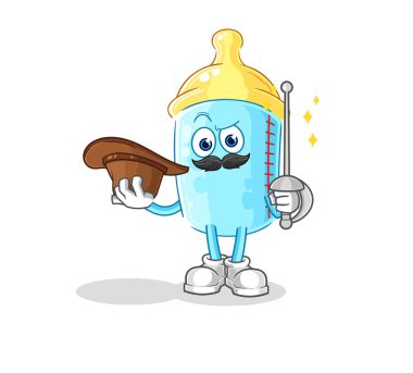 the baby bottle fencer character. cartoon mascot vector