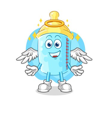 the baby bottle angel with wings vector. cartoon character