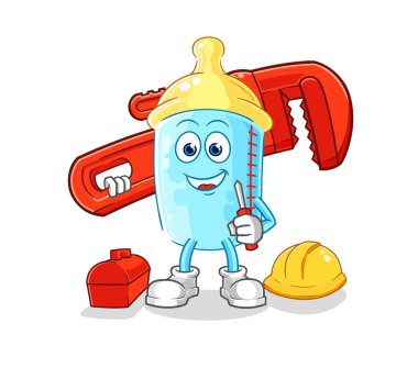 the baby bottle plumber cartoon. cartoon mascot vector
