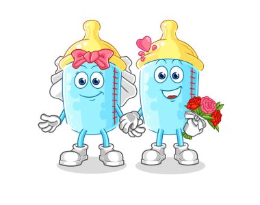 the baby bottle wedding cartoon. cartoon mascot vector
