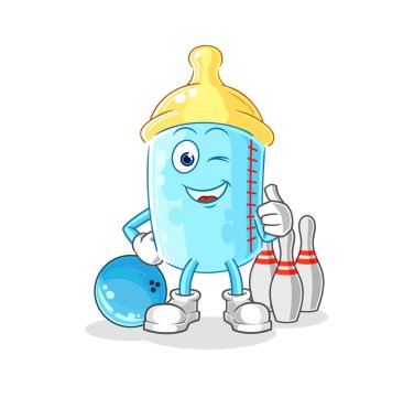 the baby bottle play bowling illustration. character vector