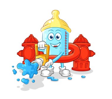 the baby bottle firefighter vector. cartoon character