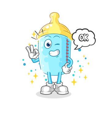 the baby bottle agree mascot. cartoon vector