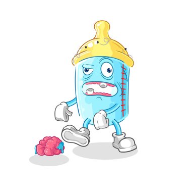 the baby bottle zombie character.mascot vector