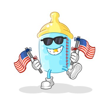 the baby bottle american youth cartoon mascot vector