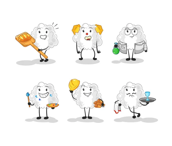 Cloud Profession Set Character Cartoon Mascot Vector — Stock Vector