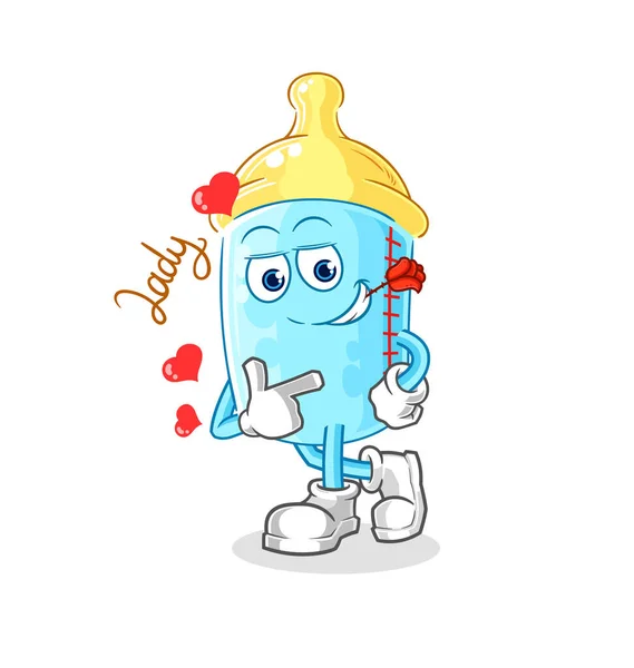 Baby Bottle Flirting Illustration Character Vector — Stockvector