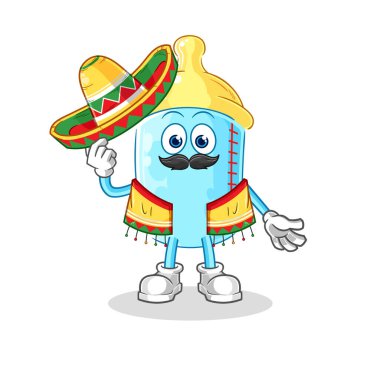 the baby bottle Mexican culture and flag. cartoon mascot vector