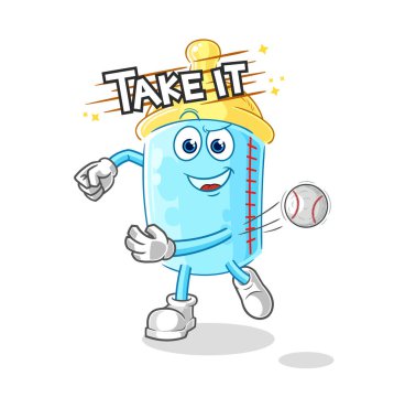 the baby bottle throwing baseball vector. cartoon character