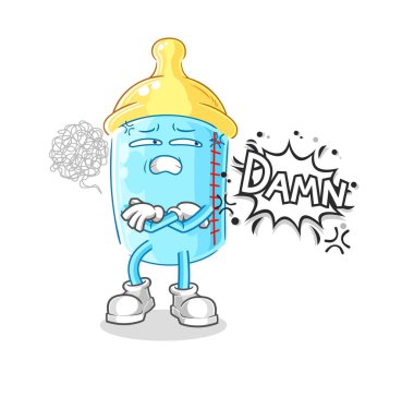 the baby bottle very pissed off illustration. character vector
