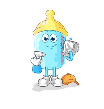 the baby bottle cleaner vector. cartoon character
