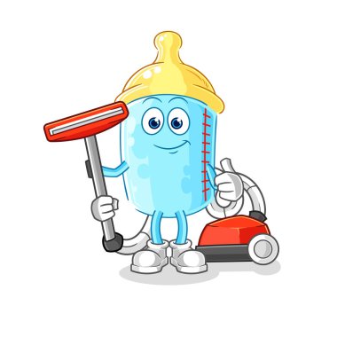 the baby bottle clean with a vacuum . character vector
