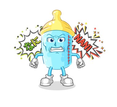 the baby bottle anime angry vector. cartoon character