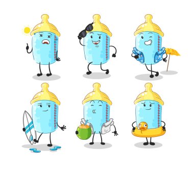 the baby bottle holiday character. cartoon mascot vector