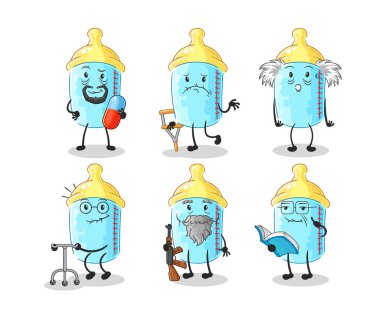 the baby bottle elderly character. cartoon mascot vector