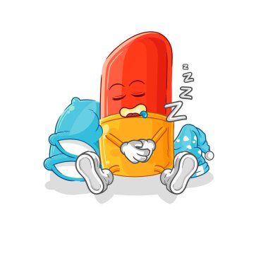 the lipstick sleeping character. cartoon mascot vector