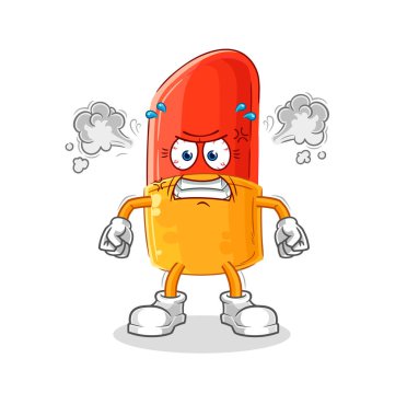 the lipstick very angry mascot. cartoon vector