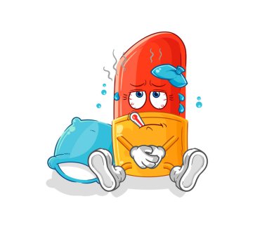 the lipstick sick vector. cartoon character