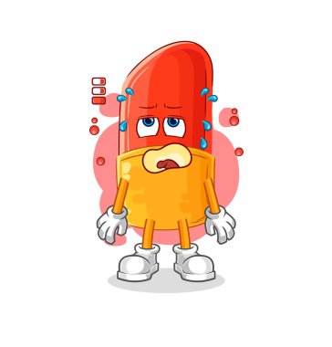 the lipstick low battery mascot. cartoon vector