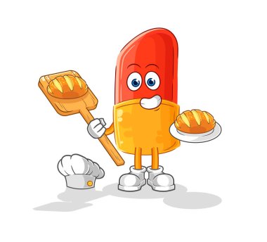 the lipstick baker with bread. cartoon mascot vector