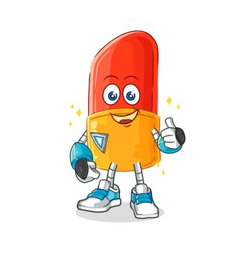 the lipstick robot character. cartoon mascot vector