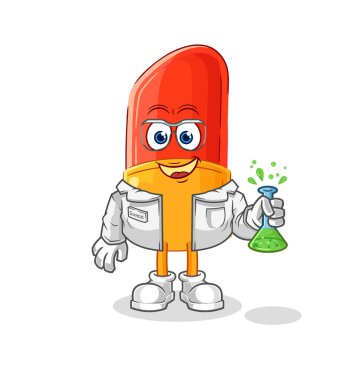 the lipstick scientist character. cartoon mascot vector