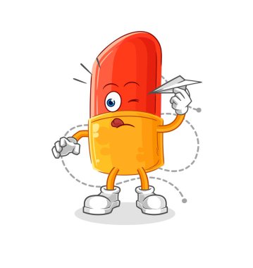 the lipstick with paper plane character. cartoon mascot vector