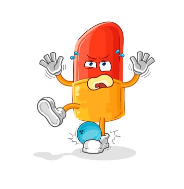 the lipstick hiten by bowling cartoon. cartoon mascot vector