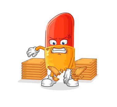 the lipstick karate mascot. cartoon vector