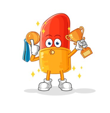 the lipstick winner with trophie. cartoon character