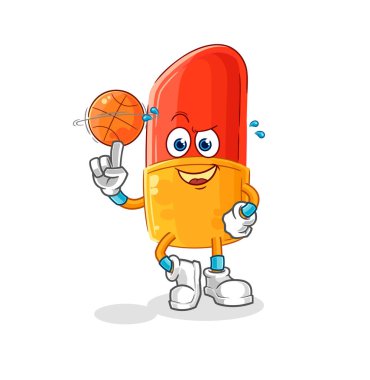 the lipstick playing basket ball mascot. cartoon vector