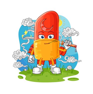 the lipstick samurai cartoon. cartoon mascot vector