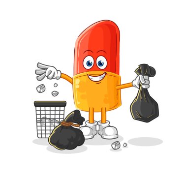 the lipstick Throw garbage mascot. cartoon vector