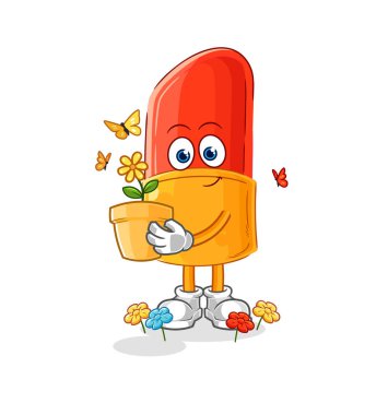 the lipstick with a flower pot. character vector
