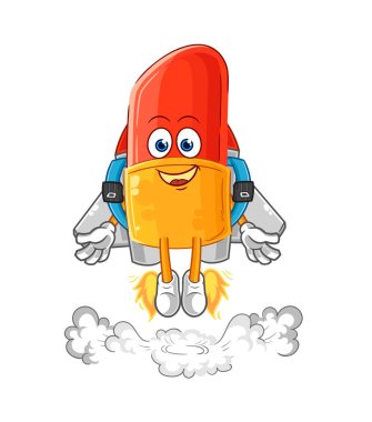 the lipstick with jetpack mascot. cartoon vector