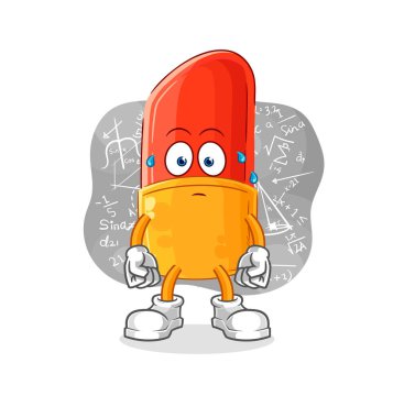 the lipstick thinking hard vector. cartoon character