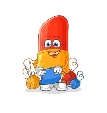 the lipstick tailor mascot. cartoon vector