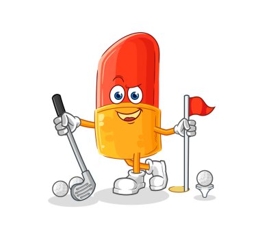 the lipstick playing golf vector. cartoon character