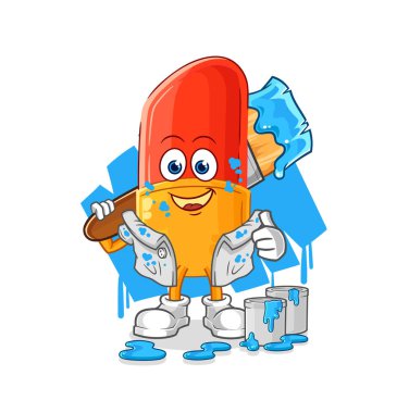 the lipstick painter illustration. character vector