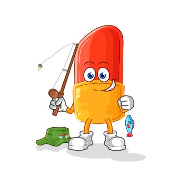 the lipstick fisherman illustration. character vector