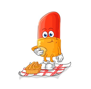 the lipstick on a picnic cartoon. cartoon mascot vector