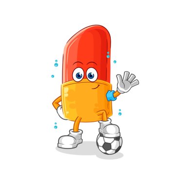 the lipstick playing soccer illustration. character vector