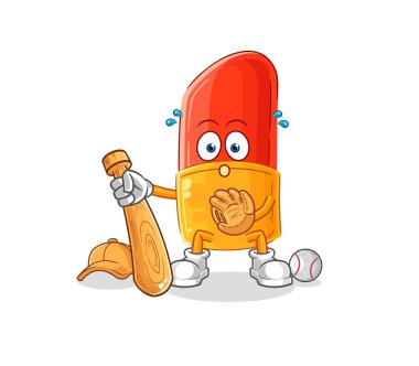 the lipstick baseball Catcher cartoon. cartoon mascot vector