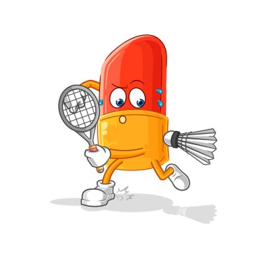 the lipstick playing badminton illustration. character vector