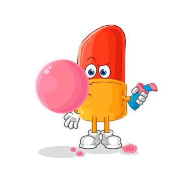 the lipstick chewing gum vector. cartoon character